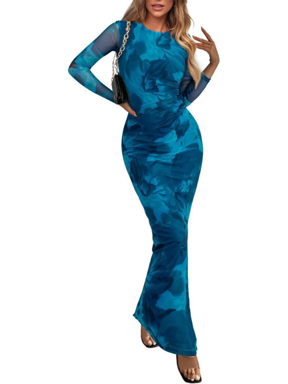Women's Floral Bodycon Maxi Fall Dress